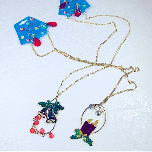 Christmas Bells & Candlestick Vintage Necklace Sets - Picture 7 of 14